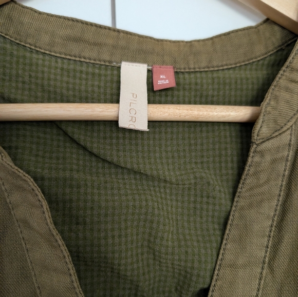 Anthropologie Pilcro Button Down Ruffle Dress in Green - Picture 11 of 15